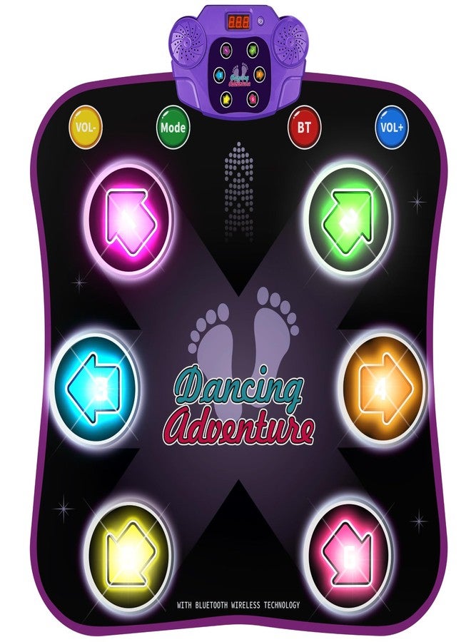 Flooyes Dance Mat Toys for 3-12 Year Old Kids, Electronic Dance Pad with Light-up 6-Button Wireless Bluetooth, Music Dance with 5 Game Modes, Birthday Toys Gifts for 3 4 5 6 7 8 9 10+ Year Old Girls - Image 1